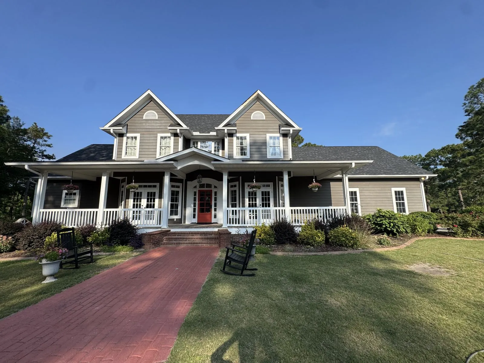 House before exterior paint, tan siding