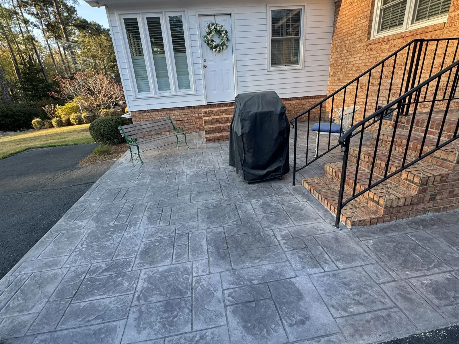 Stamped concrete patio finished project